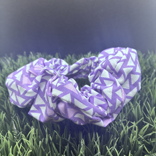 Purple Triangles Handmade Scrunchie