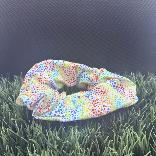 Rainbow Dots Handmade Scrunchie