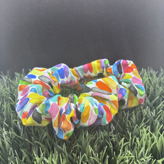 Rainbow Watercolors Handmade Scrunchie