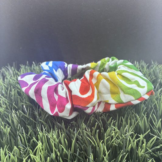 Rainbow Zebra Handmade Scrunchie